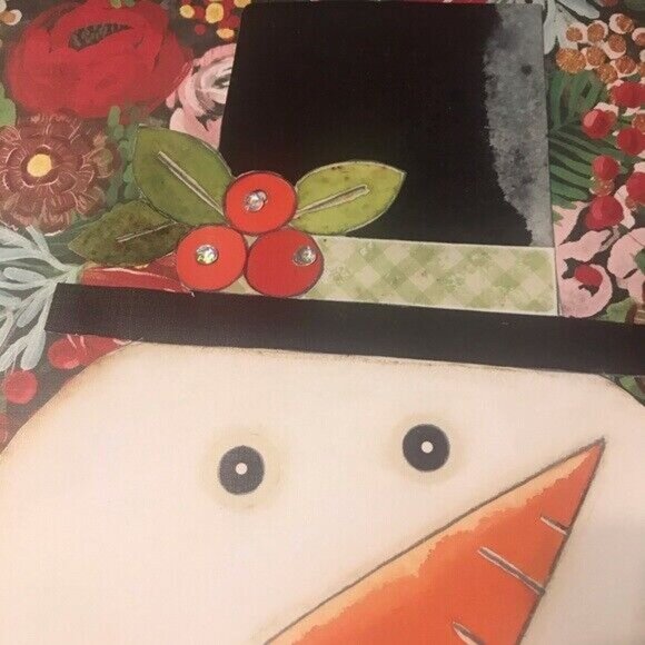 Smiling Snowman Christmas Framed Handmade Collage Wall Art Holiday Decor - Picture 5 of 5